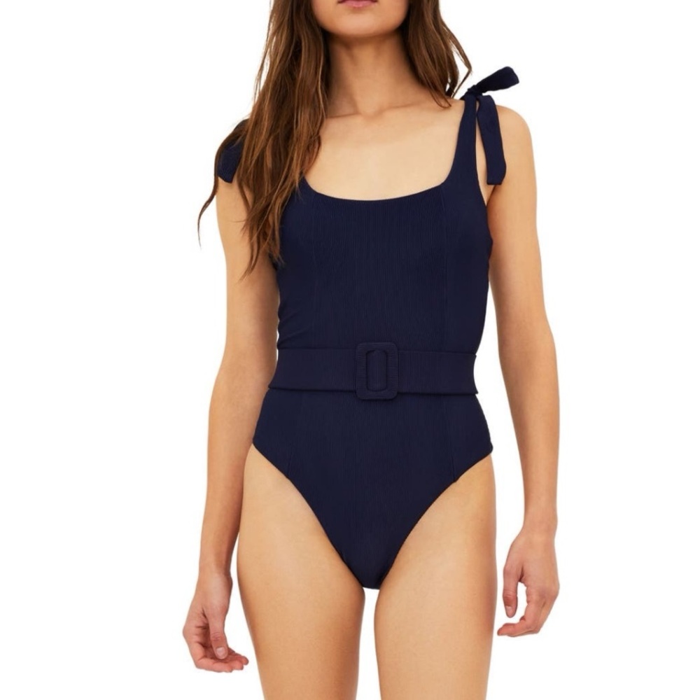 Beach Riot Navy Blue One-Piece Swimsuit with Tie Shoulders - Picture 2 of 12
